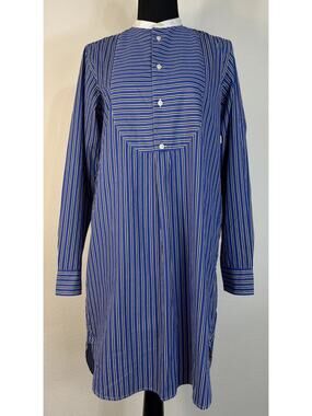 Polo Ralph Lauren Striped Bib Front Tunic Shirt Dress Women's Size 8 Blue